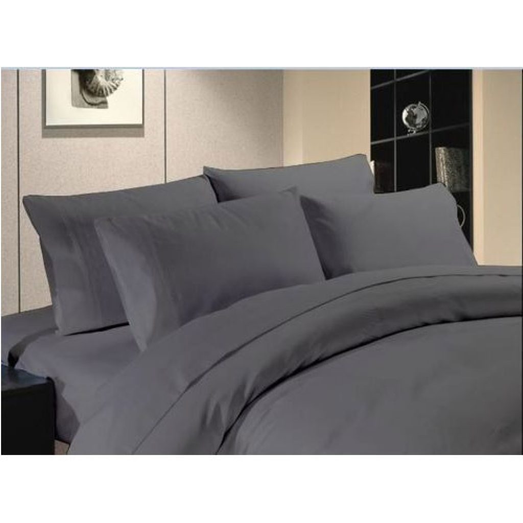 Surj Plain Dark Grey King Size Bedsheet Surj